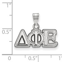Sterling Silver Rhodium-plated LogoArt Delta Phi Epsilon Sorority Greek Letters Small Pendant view 2
