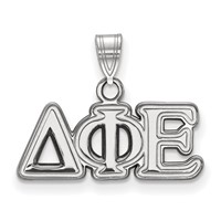 Sterling Silver Rhodium-plated LogoArt Delta Phi Epsilon Sorority Greek Letters Small Pendant view 1