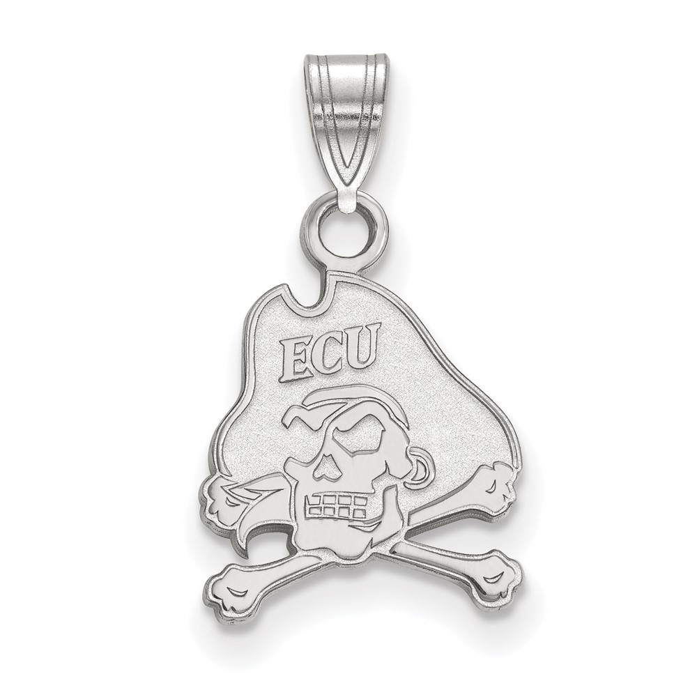 Sterling Silver Rhodium-plated LogoArt East Carolina University Pirate Small Pendant