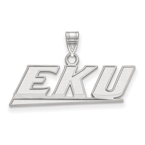 Sterling Silver Rhodium-plated LogoArt Eastern Kentucky University E-k-u Small Pendant