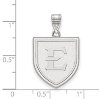Sterling Silver Rhodium-plated LogoArt East Tennessee State University Letter E Shield Large Pendant view 3