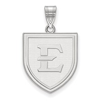 Sterling Silver Rhodium-plated LogoArt East Tennessee State University Letter E Shield Large Pendant view 1