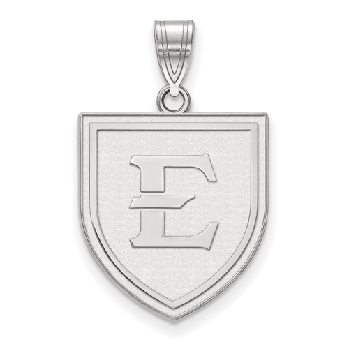 Sterling Silver Rhodium-plated LogoArt East Tennessee State University Letter E Shield Large Pendant