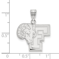 Sterling Silver Rhodium-plated LogoArt Fordham University Ram Large Pendant view 2