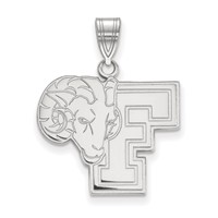 Sterling Silver Rhodium-plated LogoArt Fordham University Ram Large Pendant view 1