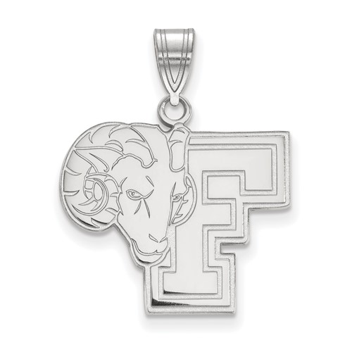 Sterling Silver Rhodium-plated LogoArt Fordham University Ram Large Pendant