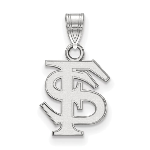 Sterling Silver Rhodium-plated LogoArt Florida State University F-s Small Pendant