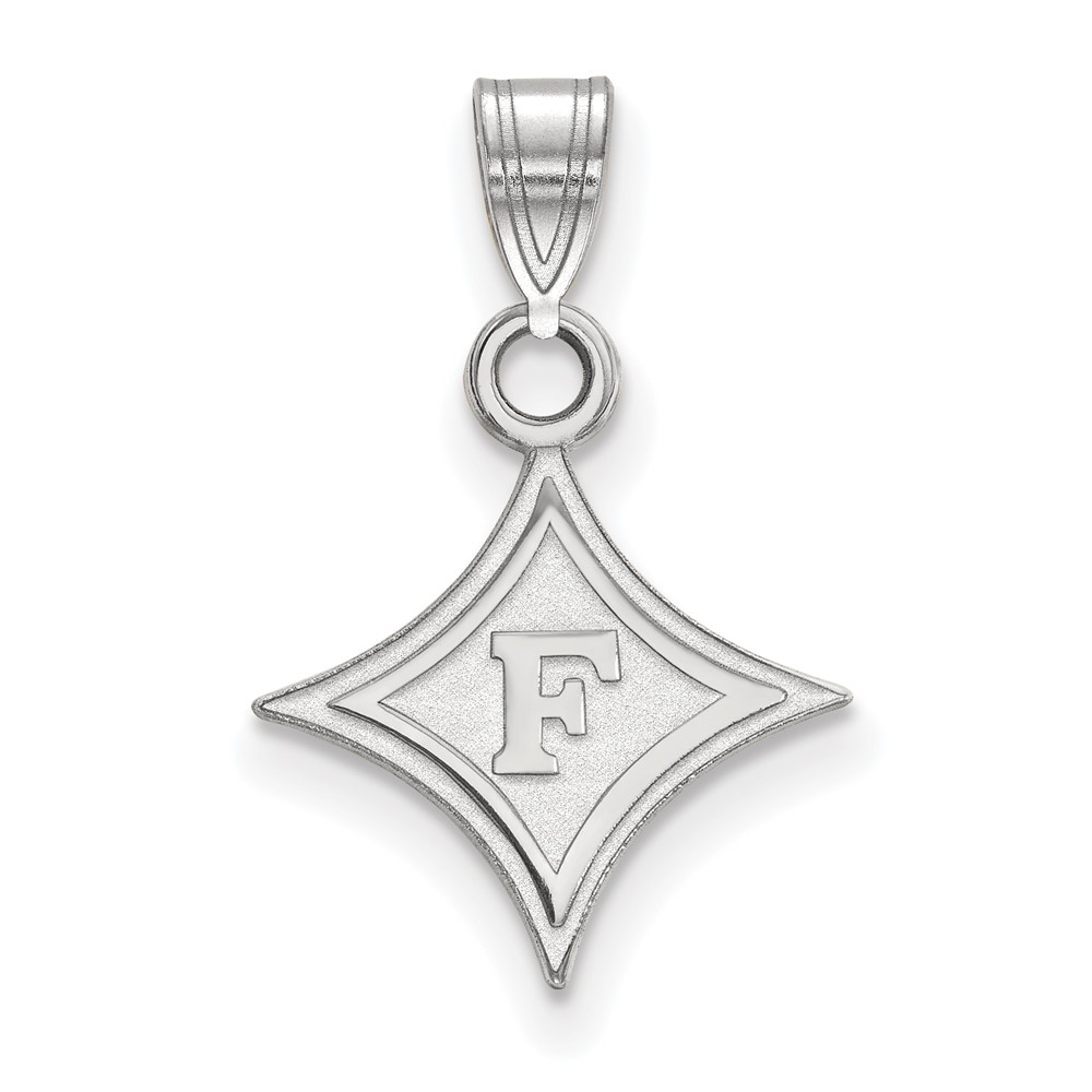 Sterling Silver Rhodium-plated LogoArt Furman University Small Pendant
