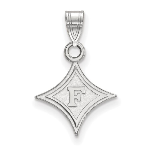 Sterling Silver Rhodium-plated LogoArt Furman University Small Pendant