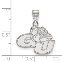 Sterling Silver Rhodium-plated LogoArt Gonzaga University G-u Bulldog Medium Pendant view 2