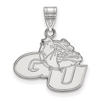 Sterling Silver Rhodium-plated LogoArt Gonzaga University G-u Bulldog Medium Pendant view 1