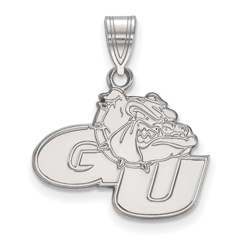 Sterling Silver Rhodium-plated LogoArt Gonzaga University G-u Bulldog Medium Pendant