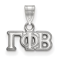 Sterling Silver Rhodium-plated LogoArt Gamma Phi Beta Sorority Greek Letters Small Pendant view 1