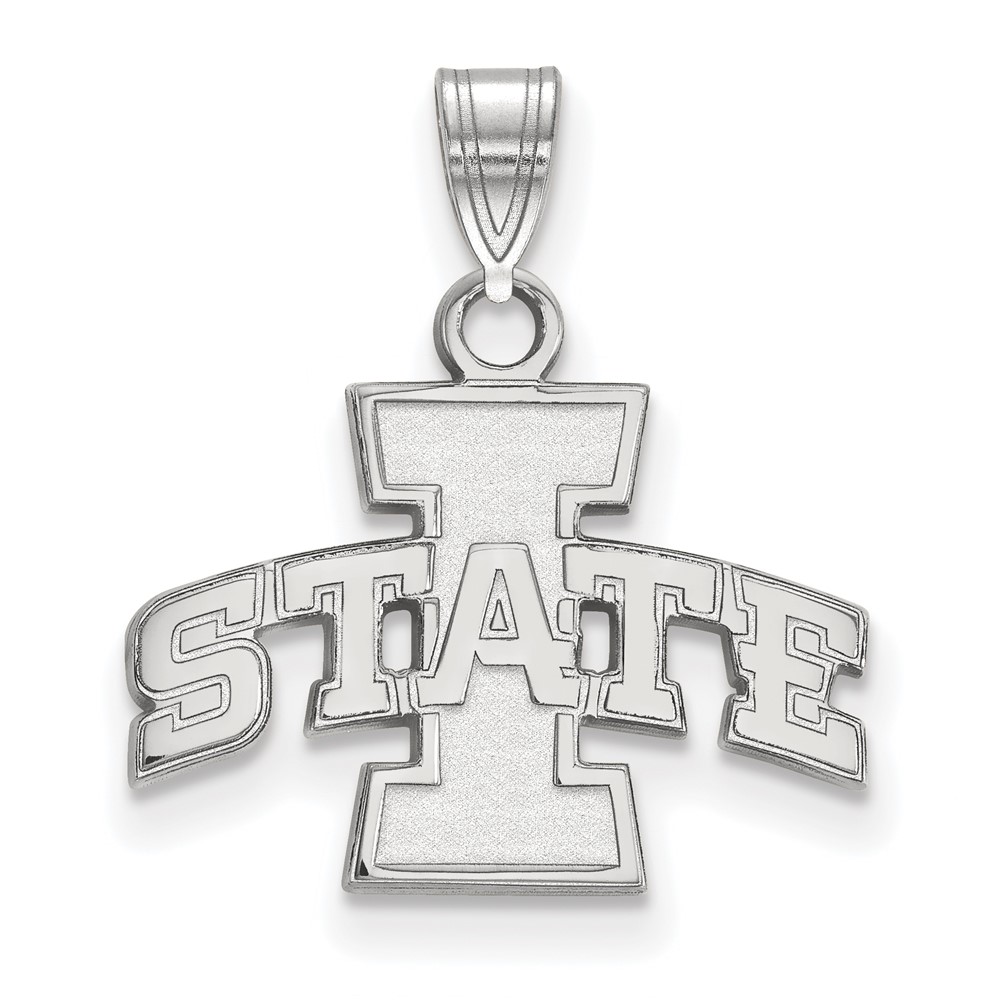Sterling Silver Rhodium-plated LogoArt Iowa State University Small Pendant