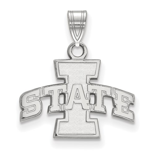Sterling Silver Rhodium-plated LogoArt Iowa State University Small Pendant