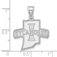 Sterling Silver Rhodium-plated LogoArt Indiana State University Sycamores Large Pendant view 3