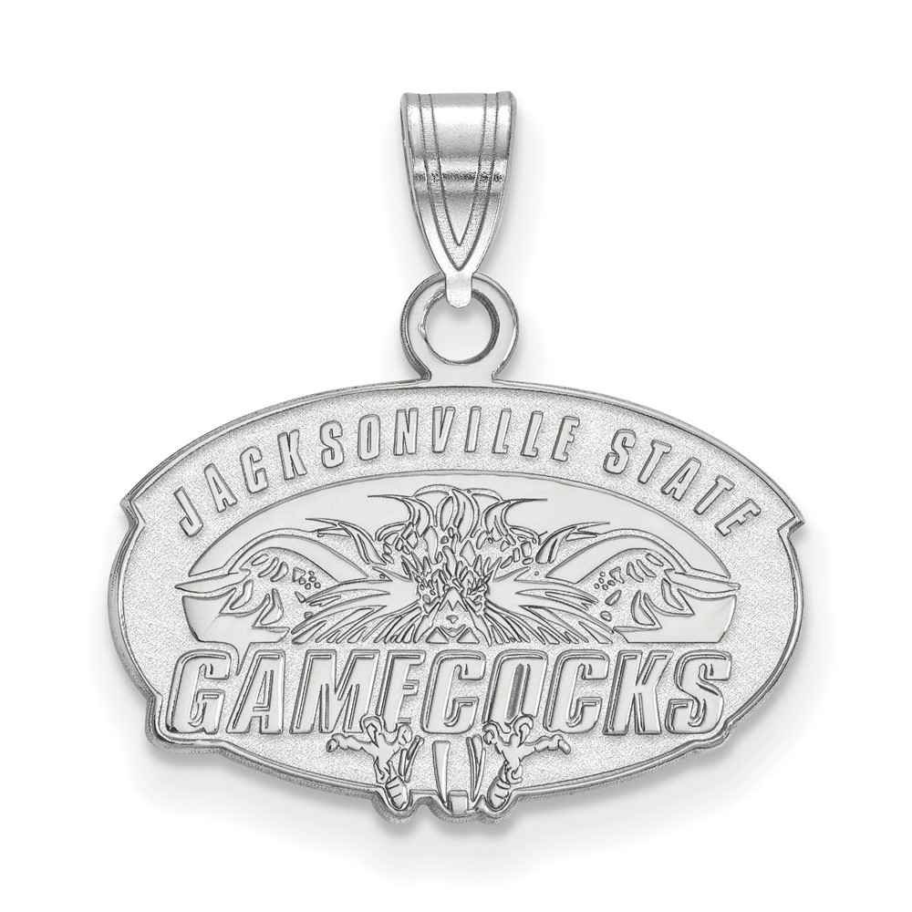 Sterling Silver Rhodium-plated LogoArt Jacksonville State University Small Pendant