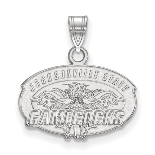 Sterling Silver Rhodium-plated LogoArt Jacksonville State University Small Pendant