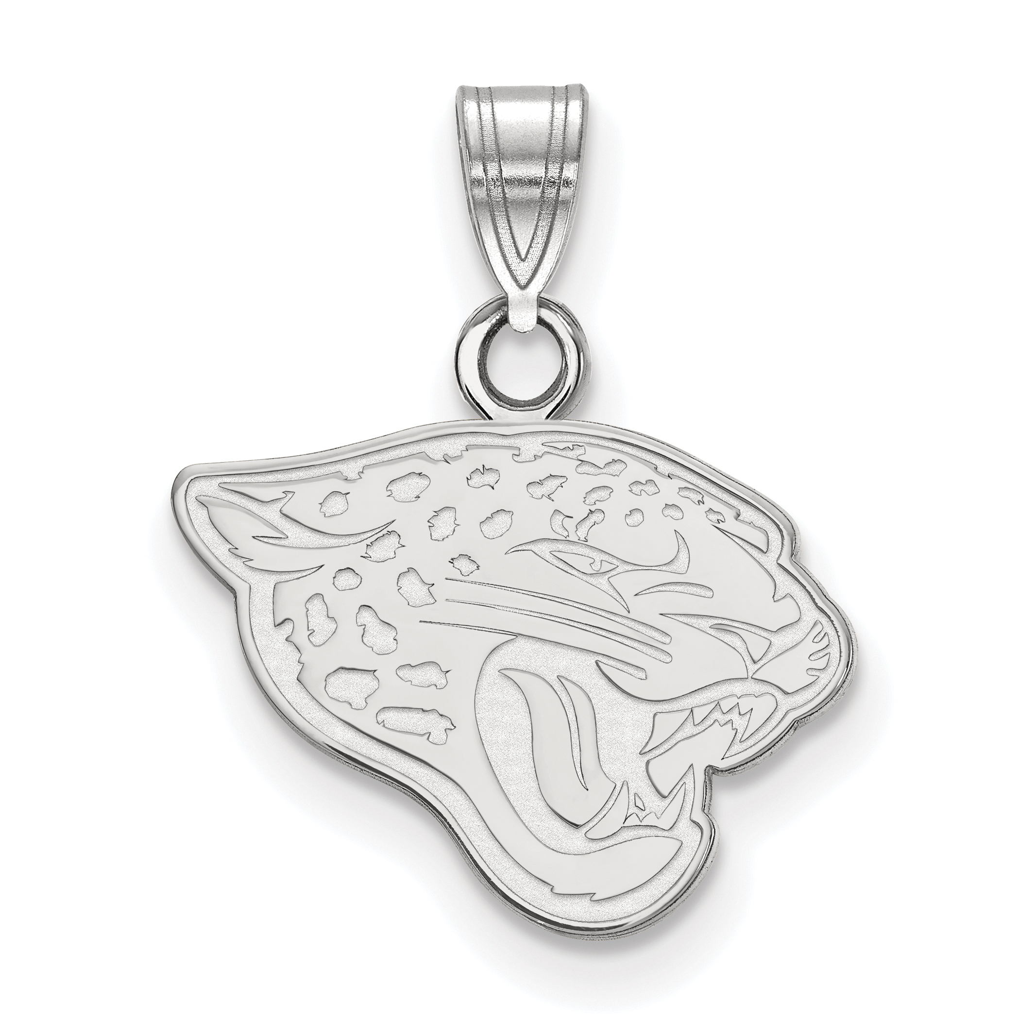 Sterling Silver Rhodium Plated Jacksonville Jaguars Small Pendant w//Necklace 18 in Length Sterling Silver