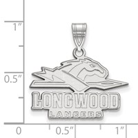 Sterling Silver Rhodium-plated LogoArt Longwood University Lancers Medium Pendant view 2