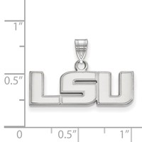 Sterling Silver Rhodium-plated LogoArt Louisiana State University L-s-u Small Pendant view 2