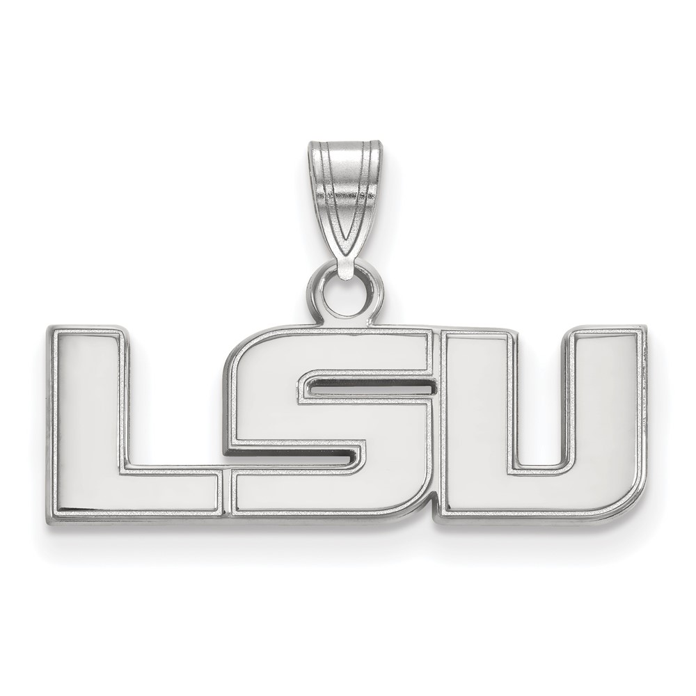 Sterling Silver Rhodium-plated LogoArt Louisiana State University L-s-u Small Pendant