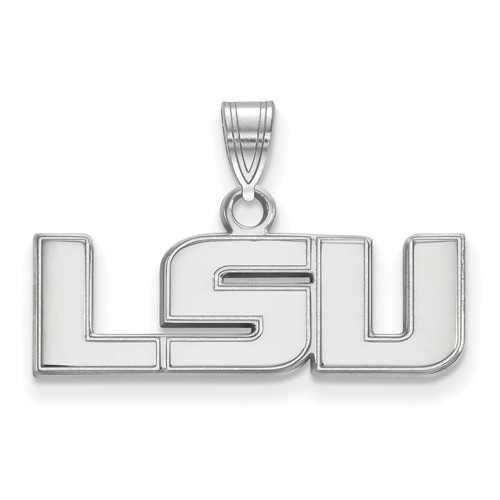 Sterling Silver Rhodium-plated LogoArt Louisiana State University L-s-u Small Pendant
