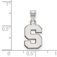 Sterling Silver Rhodium-plated LogoArt Michigan State University Letter S Small Pendant view 2