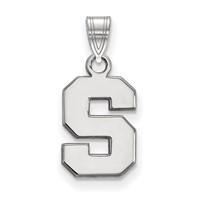 Sterling Silver Rhodium-plated LogoArt Michigan State University Letter S Small Pendant view 1