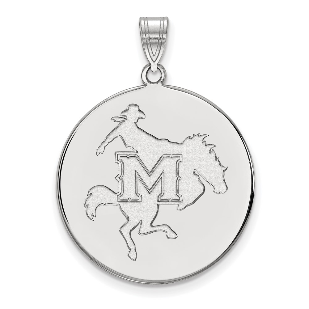 Sterling Silver Rhodium-plated LogoArt McNeese State University Extra Large Disc Pendant