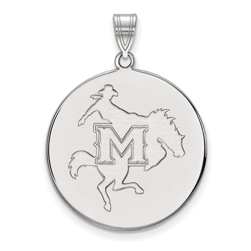 Sterling Silver Rhodium-plated LogoArt McNeese State University Extra Large Disc Pendant