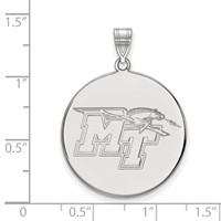Sterling Silver Rhodium-plated LogoArt Middle Tennessee State University M-t Extra Large Disc Pendant view 2