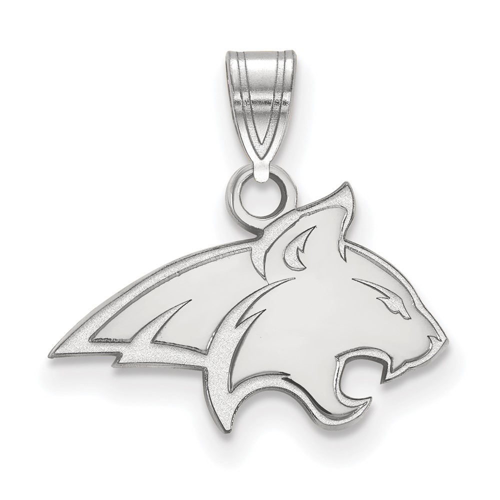 Sterling Silver Rhodium-plated LogoArt Montana State University Bobcat Small Pendant