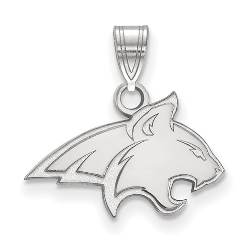 Sterling Silver Rhodium-plated LogoArt Montana State University Bobcat Small Pendant