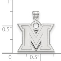 Sterling Silver Rhodium-plated LogoArt Miami University Ohio Letter M Small Pendant view 2