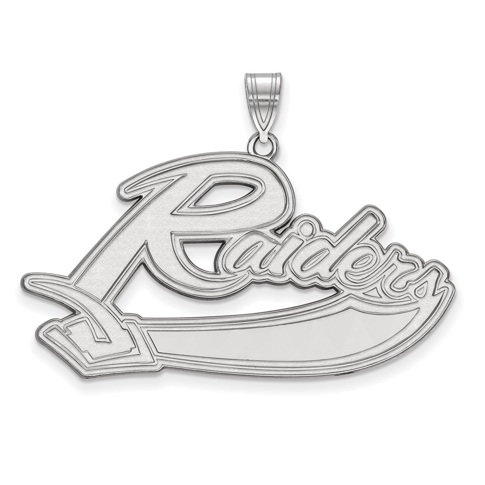 Sterling Silver Rhodium-plated LogoArt Mt Union College Raiders Extra Large Pendant