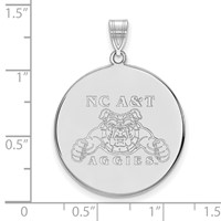 Sterling Silver Rhodium-plated LogoArt North Carolina a and T Aggies Extra Large Disc Pendant view 2