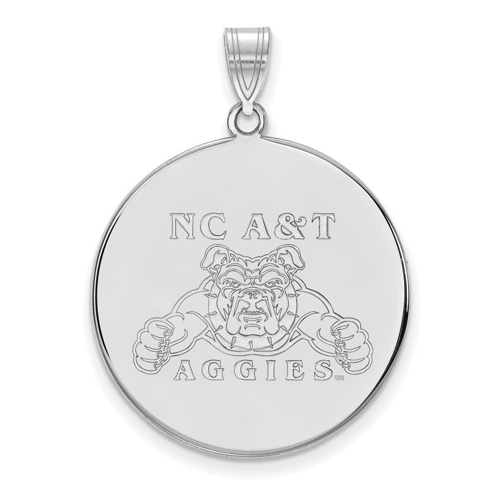 Sterling Silver Rhodium-plated LogoArt North Carolina a and T Aggies Extra Large Disc Pendant