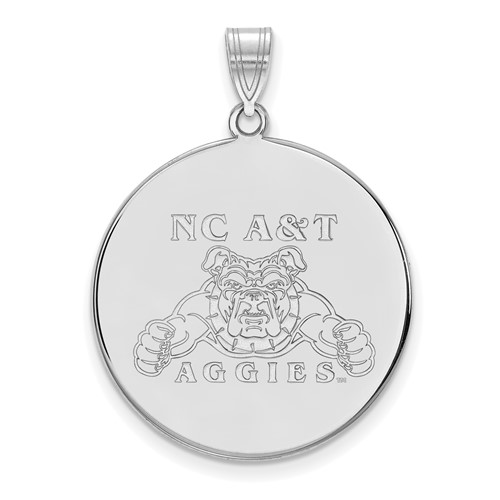 Sterling Silver Rhodium-plated LogoArt North Carolina a and T Aggies Extra Large Disc Pendant