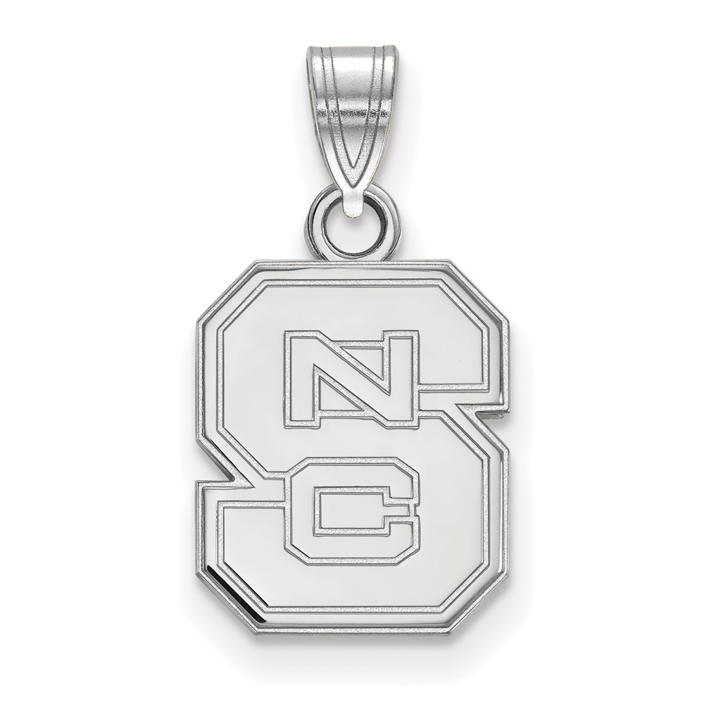 Sterling Silver Rhodium-plated LogoArt North Carolina State University N-c-s Small Pendant