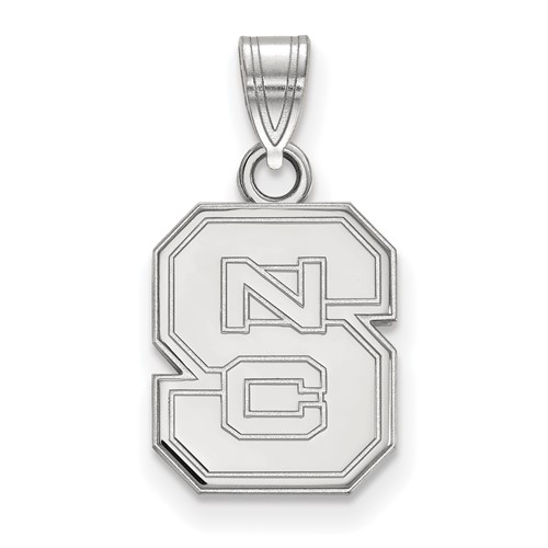 Sterling Silver Rhodium-plated LogoArt North Carolina State University N-c-s Small Pendant
