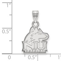 Sterling Silver Rhodium-plated LogoArt Northern Illinois University N-i-u Huskies Small Pendant view 2