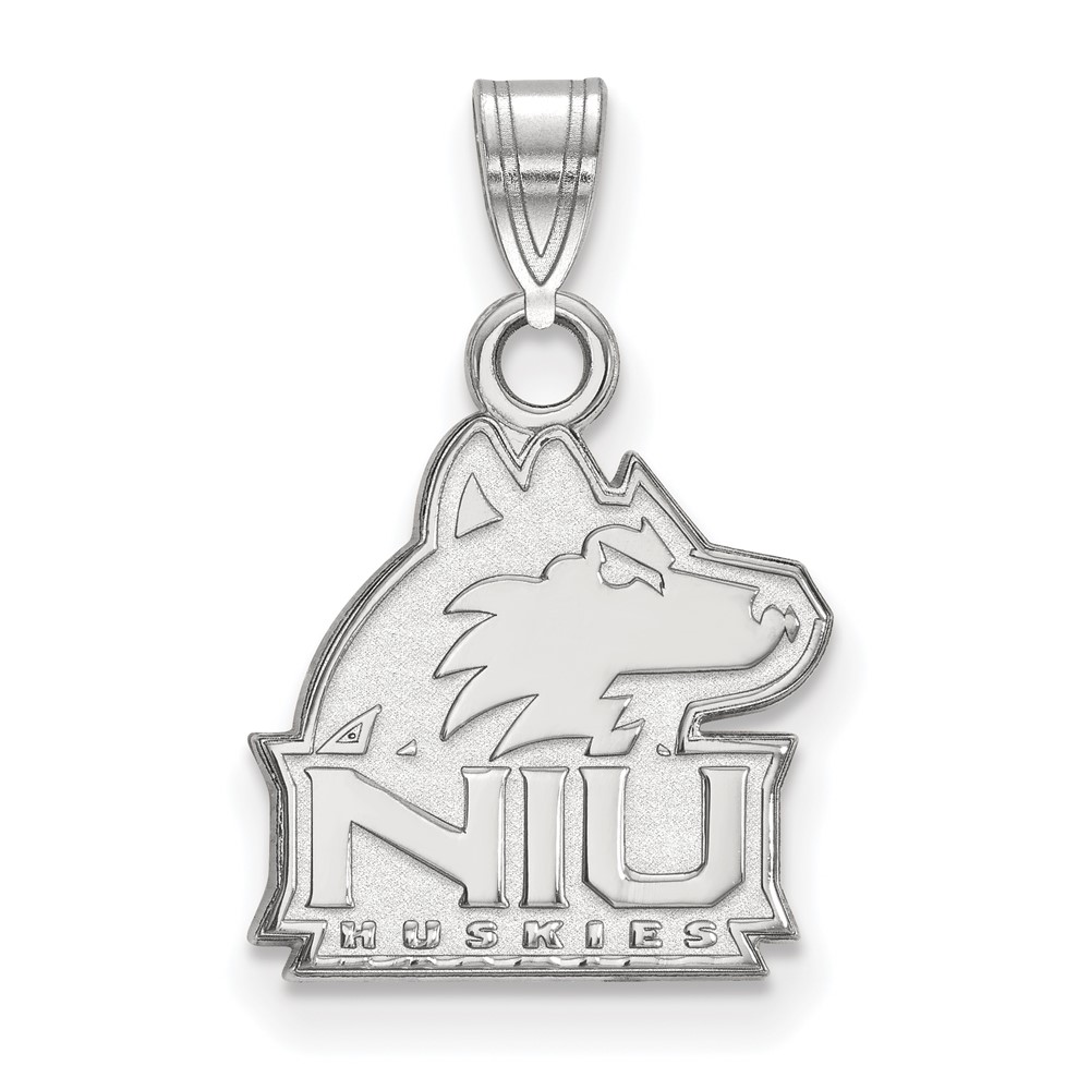 Sterling Silver Rhodium-plated LogoArt Northern Illinois University N-i-u Huskies Small Pendant