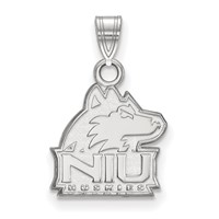 Sterling Silver Rhodium-plated LogoArt Northern Illinois University N-i-u Huskies Small Pendant view 1