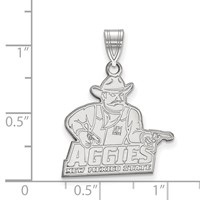 Sterling Silver Rhodium-plated LogoArt New Mexico State University Aggies Large Pendant view 2