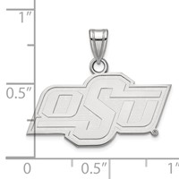 Sterling Silver Rhodium-plated LogoArt Oklahoma State University O-s-u Small Pendant view 4