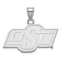 Sterling Silver Rhodium-plated LogoArt Oklahoma State University O-s-u Small Pendant view 1