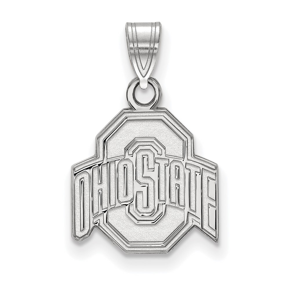 Sterling Silver Rhodium-plated LogoArt the Ohio State University Small Pendant