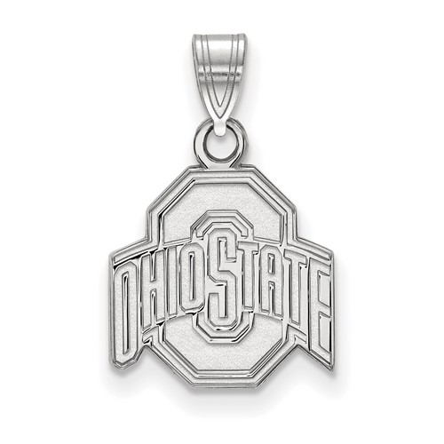 Sterling Silver Rhodium-plated LogoArt the Ohio State University Small Pendant