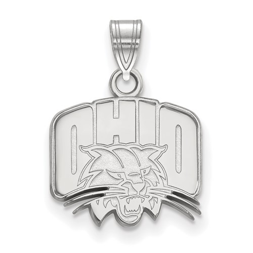 Sterling Silver Rhodium-plated LogoArt Ohio University Small Pendant